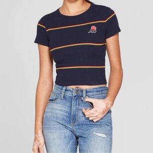 MIGHTY FINE Navy Rasta Rose Top